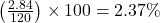  \left( \frac{2.84}{120} \right) \times 100 = 2.37\% 